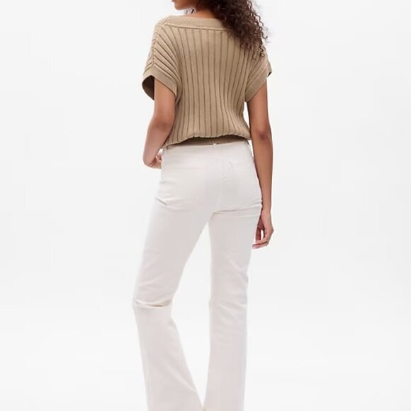 NWT GAP High Rise Corduroy 70s Flare Pants Women's Size 34/18 Ivory Beige - Picture 2 of 7